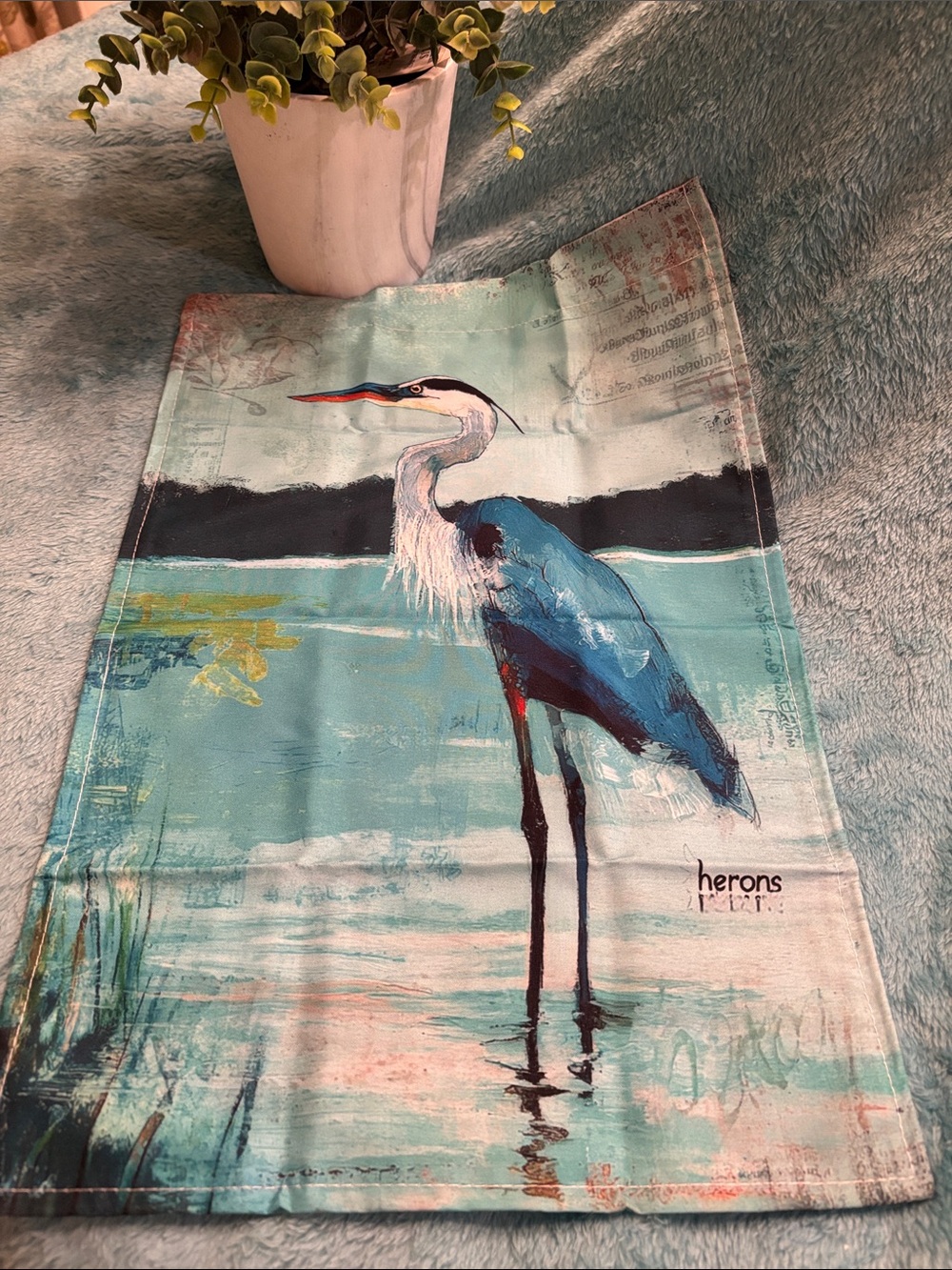 Herons Summer Beach Coastal Bird Life Small Garden Flag Tapestry NWT Fabric